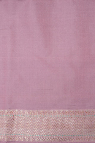 Chevron Design In Salmon Pink Banarasi Silk Saree