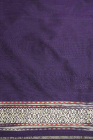 Jungle Theme Pattern Deep Purple Banarasi Silk Saree