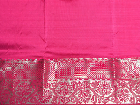 Floral Big Border With Thoranam And Thilagam Butta Pear Green Kanchipuram Silk Unstitched Pavadai Sattai Material