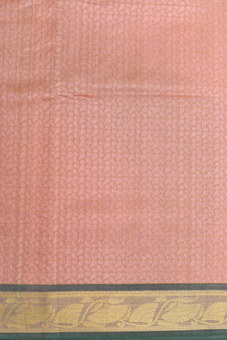 Floral Border In Jacquard Peach Pink Silk Cotton Saree