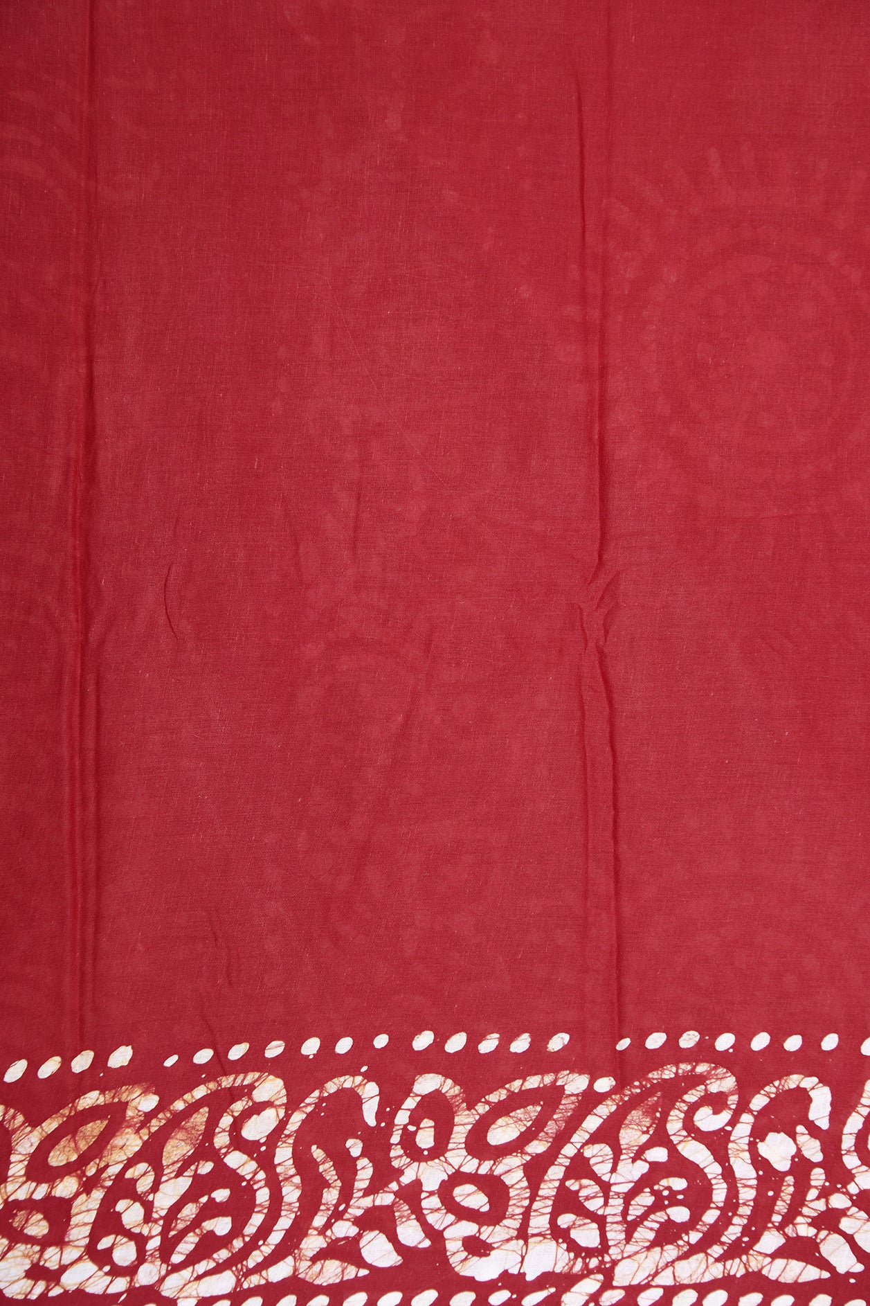 Floral Border Red And Cream Batik Printed Saree