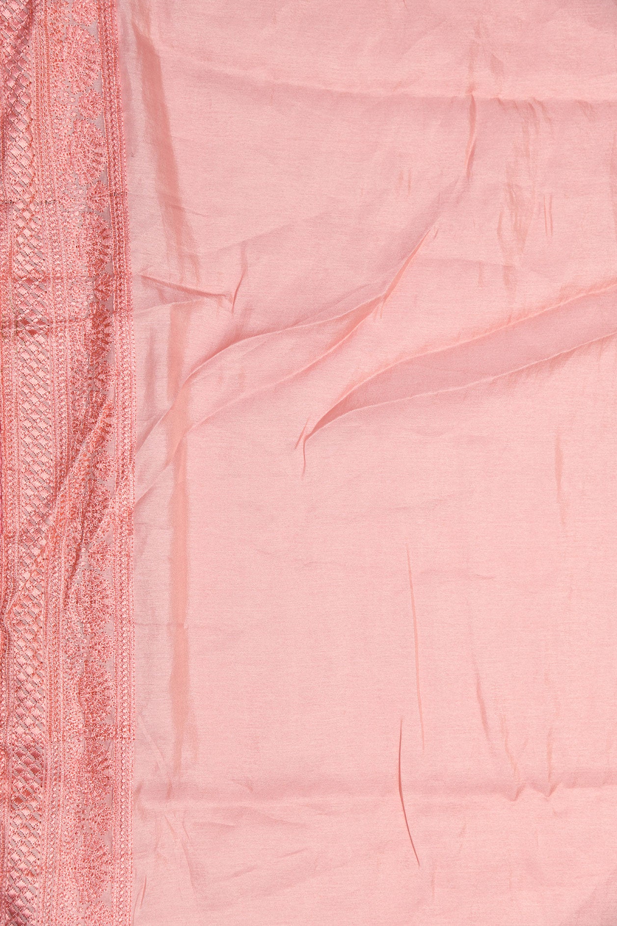 Floral Border With Embroidered Paisley Design Pastel Pink Organza Silk Saree