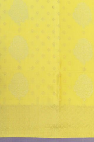 Floral Butta Lemon Yellow Soft Silk Saree