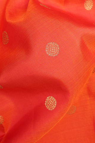 Floral Buttas Bright Orange Kanchipuram Silk Saree