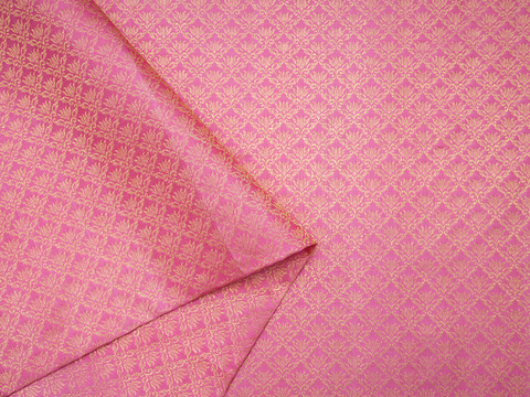 Brocade Design Pink Banaras Silk Unstitched Blouse Material
