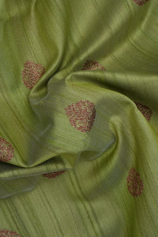 Floral Buttas Dusty Green Tussar Banarasi Silk Saree