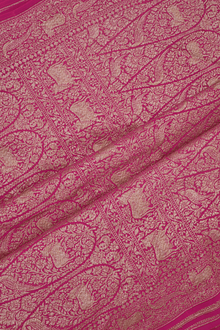 Floral Buttas Dusty Pink Georgette Banarasi Silk Saree