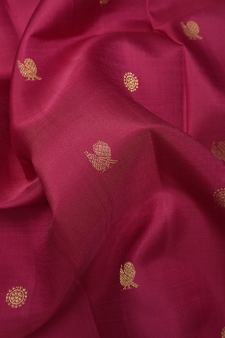 Floral Buttas Hibiscus Red Kanchipuram Silk Saree