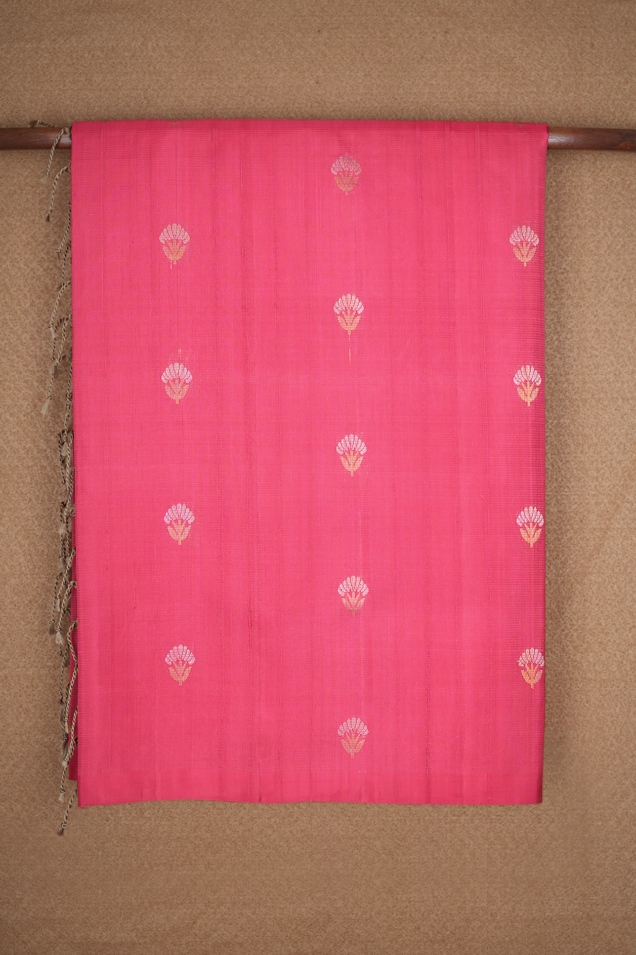 Floral Zari Buttas Hot Pink Soft Silk Saree