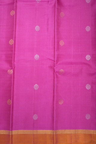 Floral Zari Motifs Rose Pink Kanchipuram Silk Saree