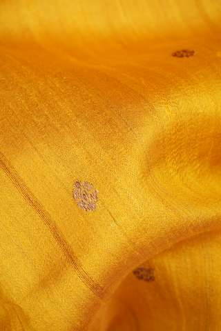 Floral Buttas Mustard Yellow Tussar Banarasi Silk Saree