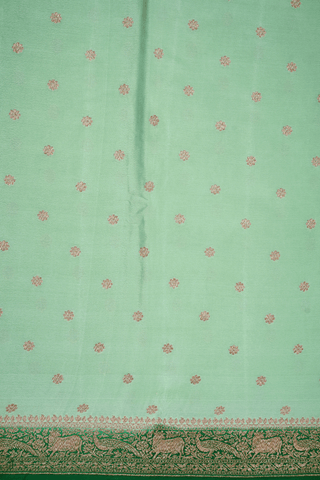 Floral Buttas Pastel Green Georgette Banarasi Silk Saree