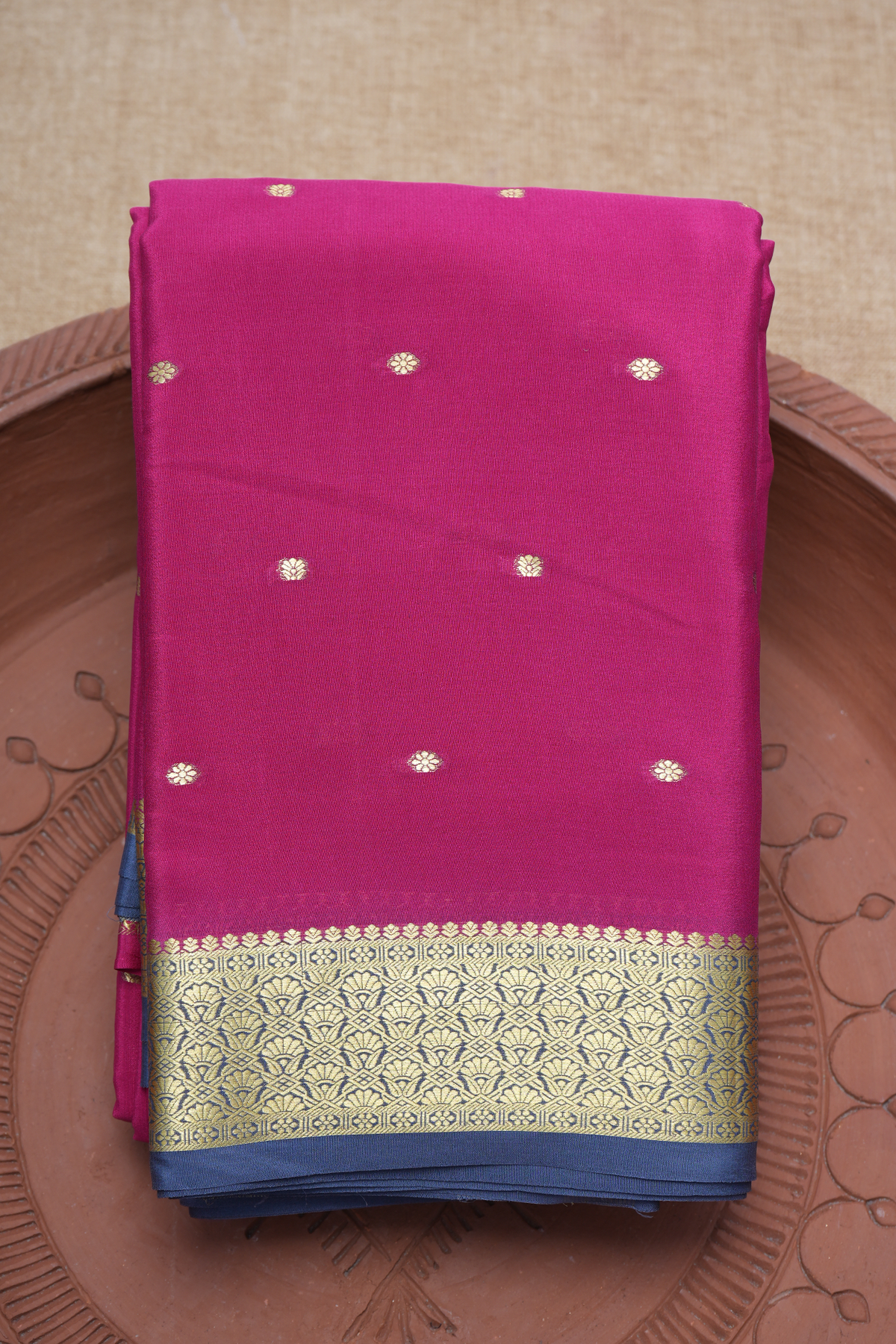 Floral Zari Buttis Rani Pink Mysore Silk Saree