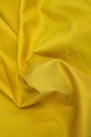 Floral Zari Buttis Sunflower Yellow Kanchipuram Silk Saree