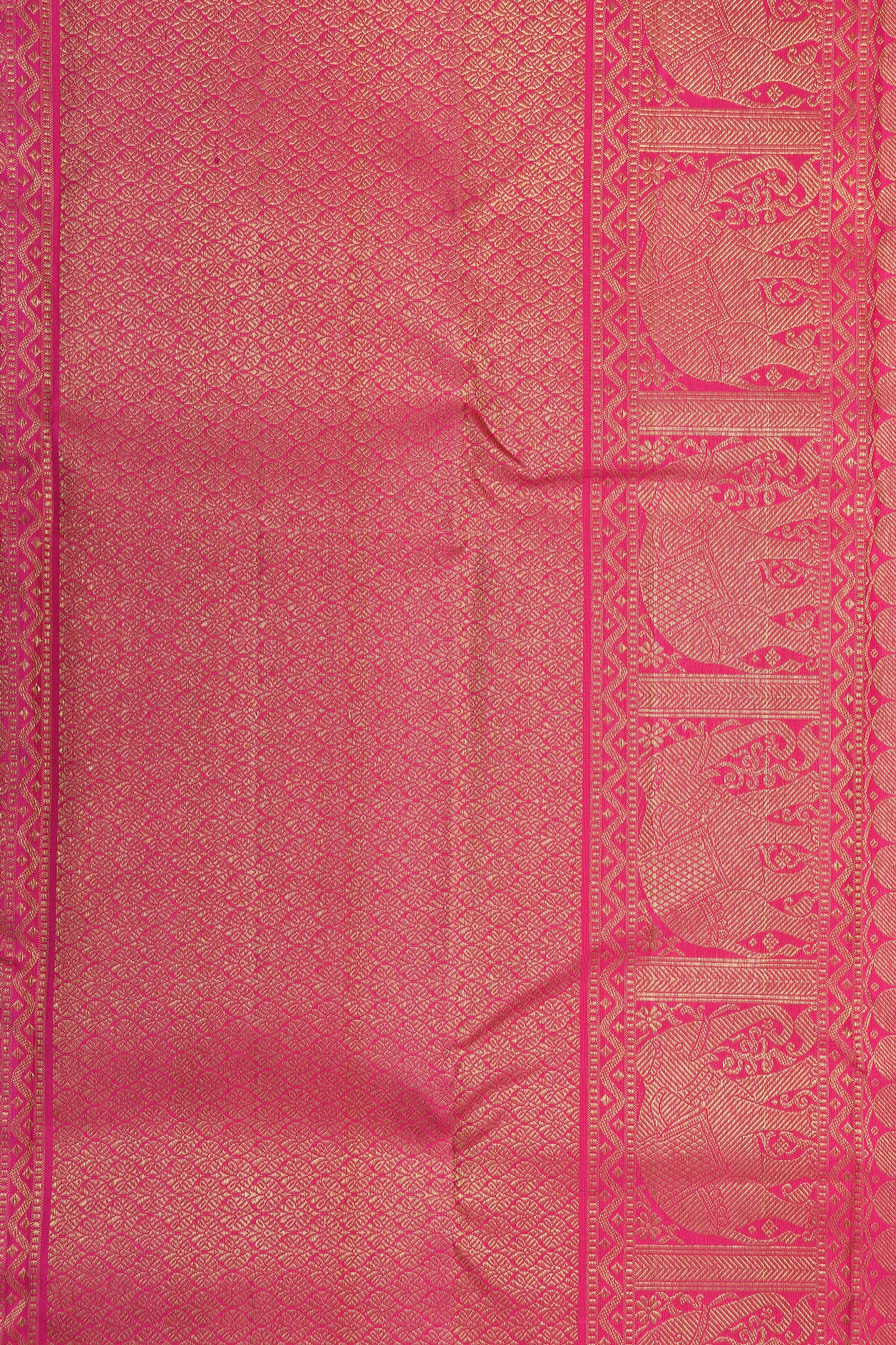 Floral Zari Butta Watermelon Pink Kanchipuram Silk Saree