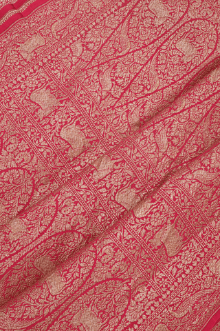 Floral Buttis Baby Pink Georgette Banarasi Silk Saree