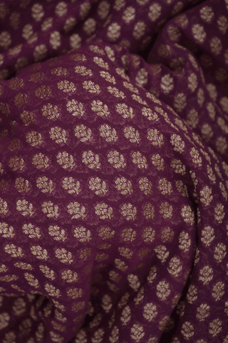 Floral Buttis Berry Purple Georgette Banarasi Silk Saree