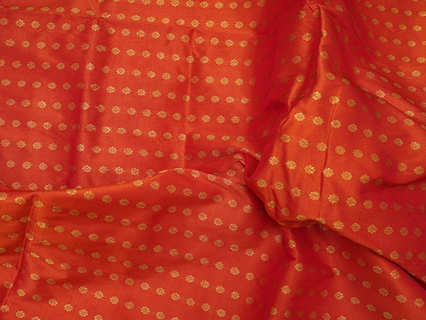 Floral Buttis Bright Orange Pavadai Sattai Material