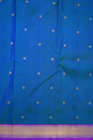 Floral Buttis Capri Blue Kanchipuram Silk Saree