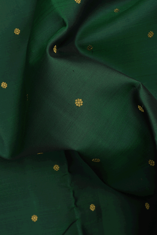 Floral Buttis Dark Green Kanchipuram Silk Saree