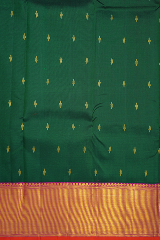 Floral Buttis Emerald Green Kanchipuram Silk Saree