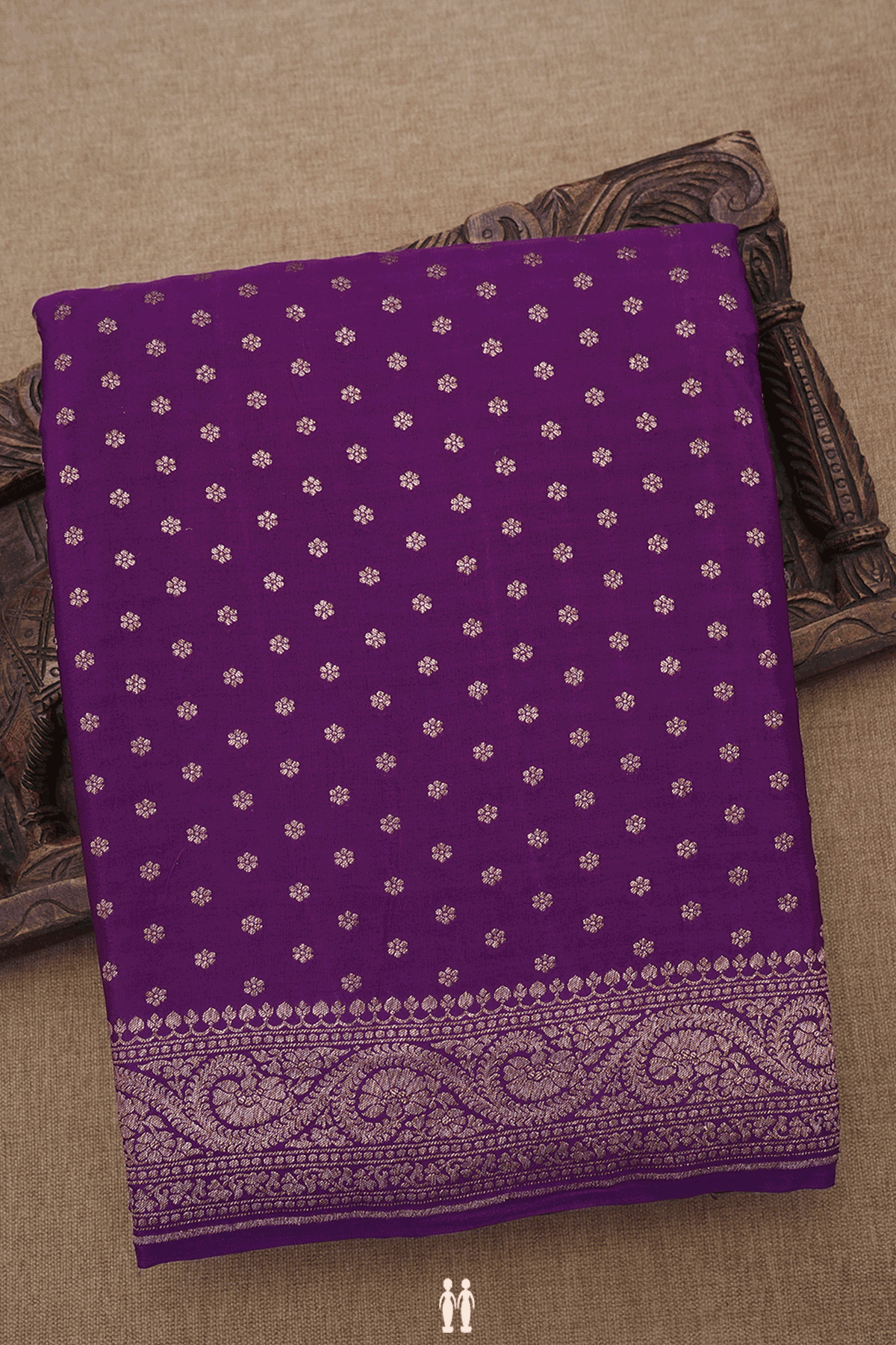 Floral Buttis Grape Purple Georgette Banarasi Silk Saree