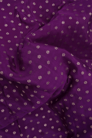 Floral Buttis Grape Purple Georgette Banarasi Silk Saree