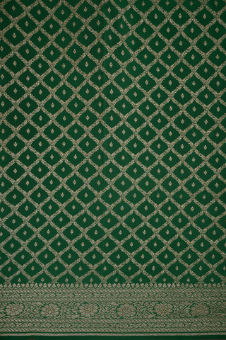 Floral Buttis Mint Green Georgette Banarasi Silk Saree