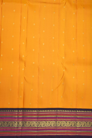 Floral Buttis Mustard Yellow Kanchipuram Silk Saree