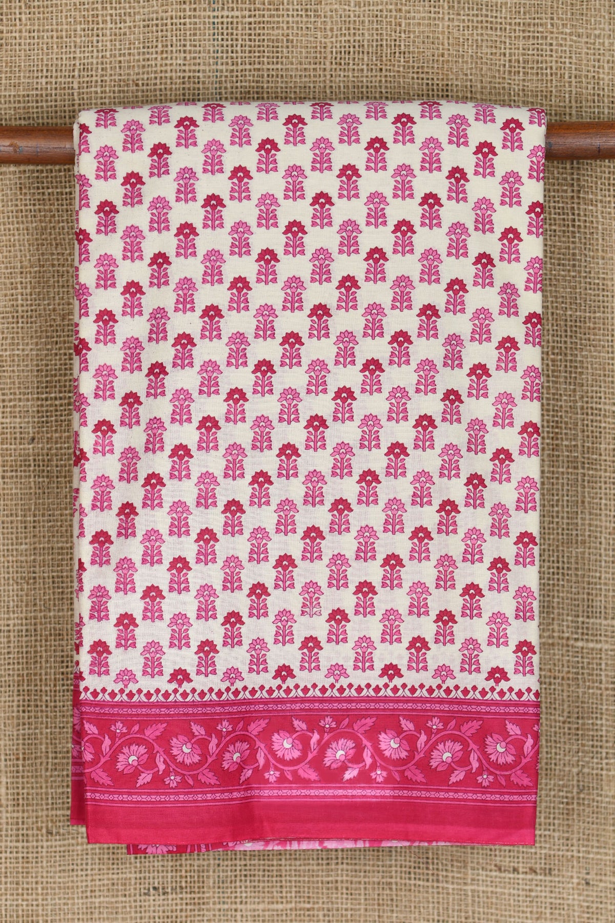 Floral Buttis Off White Printed Ahmedabad Cotton Saree