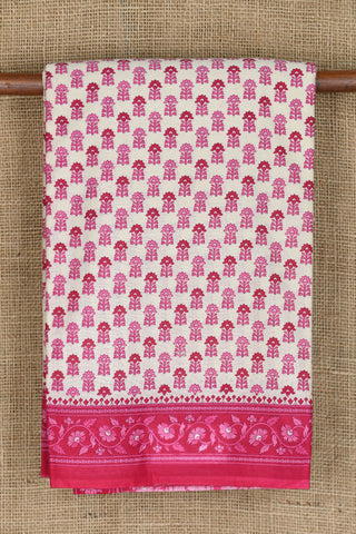 Floral Buttis Off White Printed Ahmedabad Cotton Saree