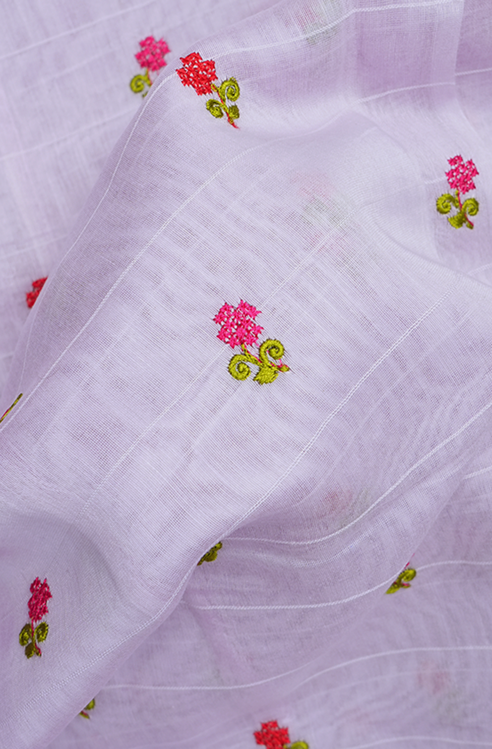 Floral Buttis Pastel Purple Chanderi Silk Cotton Saree