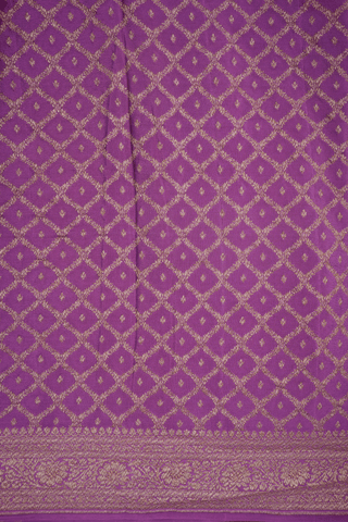Floral Buttis Pastel Purple Georgette Banarasi Silk Saree