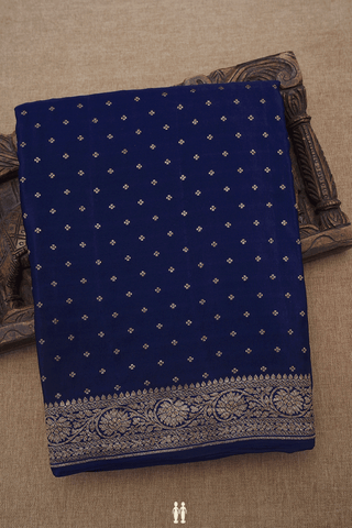 Floral Buttis Royal Blue Georgette Banarasi Silk Saree