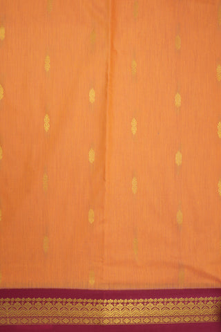 Floral Buttis Royal Orange Apoorva Nine Yards Cotton Saree