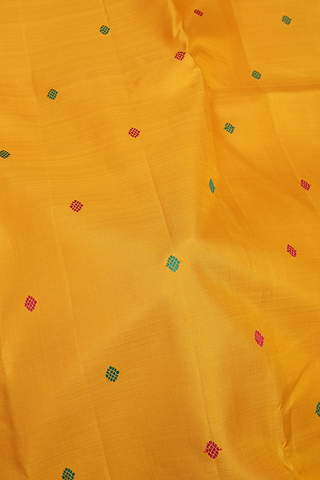 Floral Buttis Saffron Yellow Kanchipuram Silk Saree