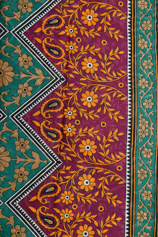 Floral Creeper Design Green Hyderabad Cotton Saree