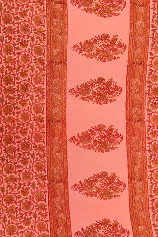 Floral Creepers Digital Printed Peach Pink Crepe Silk Saree