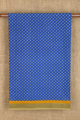 Floral Design Azure Blue Printed Ahmedabad Cotton Saree