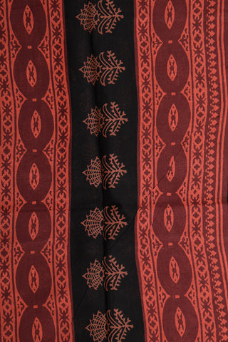 Floral Design Bagru Printed Burgundy Maroon Ahmedabad Cotton Saree