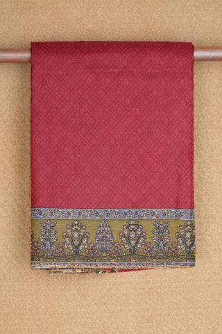 Floral Design Border Maroon Printed Silk Saree