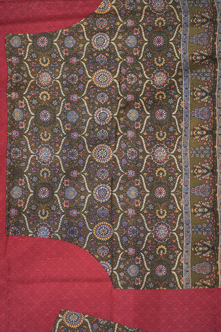 Floral Design Border Maroon Printed Silk Saree
