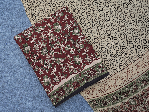 Floral Design Chocolate Brown Jaipur Cotton Salwar Material