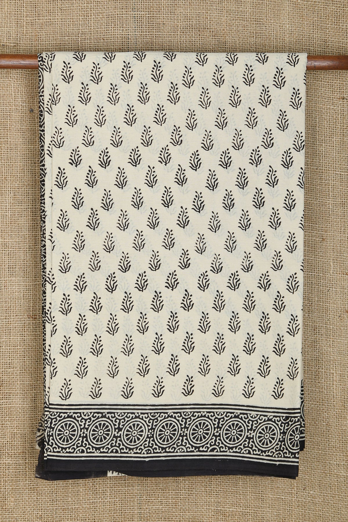Floral Design Cream Color Jaipur Printed Cotton Saree
