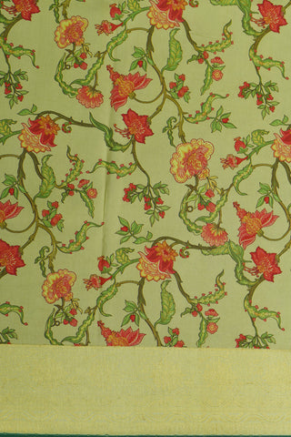 Cream Color Floral Design Printed Kanchipuram Silk Saree