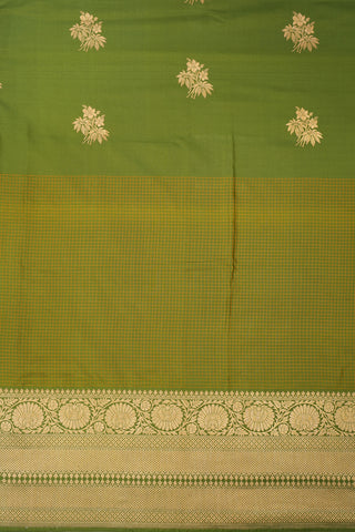 Floral Design Fern Green Banarasi Silk Saree