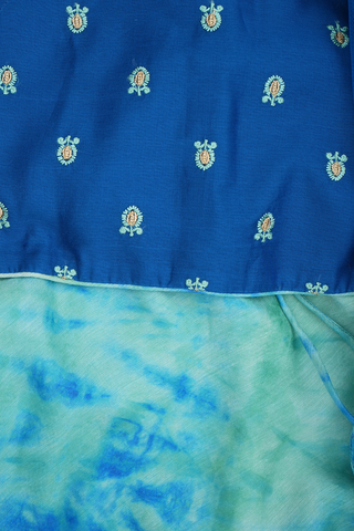 Embroidered Design Green And Blue Choli Set With Dupatta