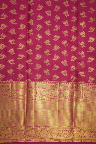 Floral Weaving Design Golden Yellow Kanchipuram Silk Saree