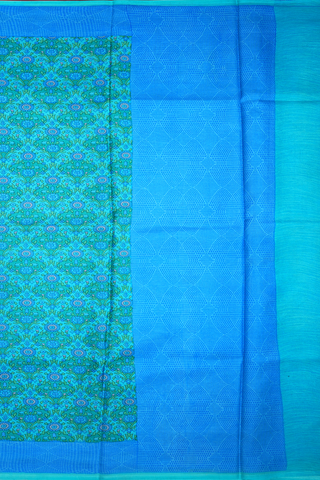 Floral Design Greenish Blue Printed Silk Saree