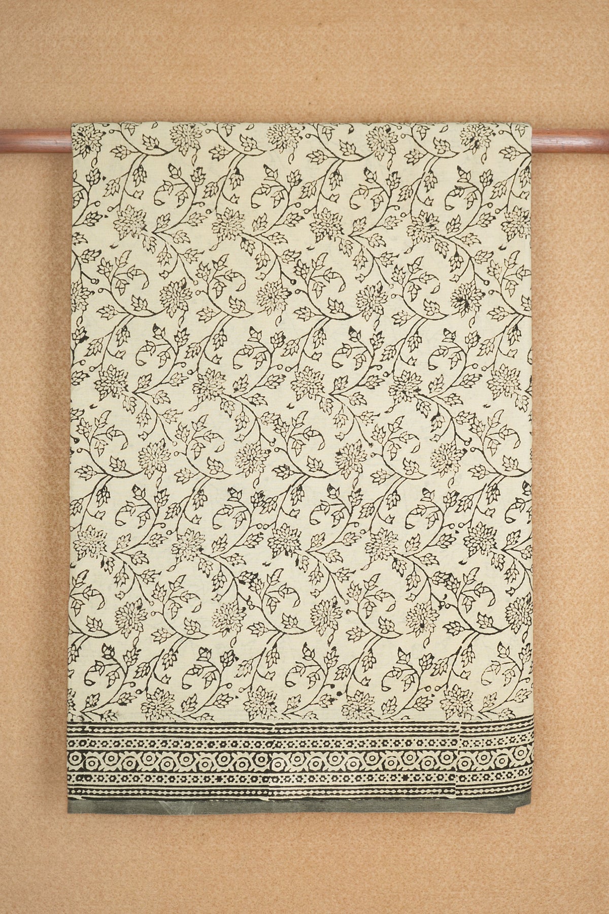 Floral Design Ivory Jaipur Cotton Saree